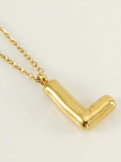 Letter L [Gold] Titanium Steel Letter Necklace With 26 letters